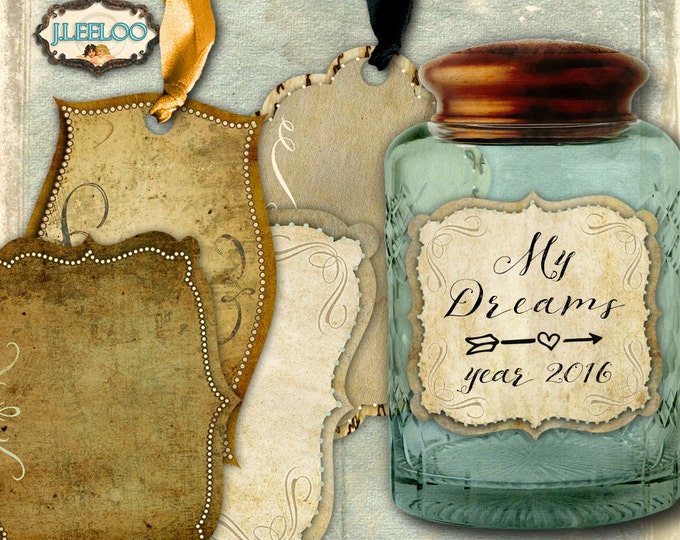 Blank VINTAGE LABEL print and add your own text Digital collage sheet writable scrapbook paper craft instant download | tl142