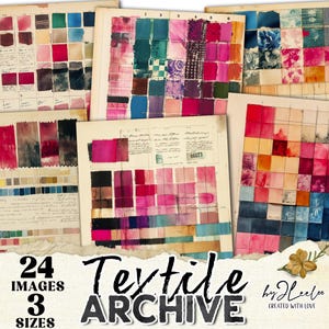 TEXTIL ARCHIV 24 Seiten – Vintage Ledger & Stoffmuster | Junk Journal Papiere in 3 Größen | Digital Collage Sheets Kommerzielle Nutzung | S.938
