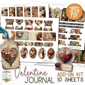 Kit complémentaire VALENTINE JOURNAL, pages de Junk Journal à imprimer | Amoureux romantiques vintage Digiscrap Scrapbook éphémère coupe difficile CU | page 907
