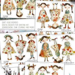 SPRING GIRLS Paper Doll Printable Kit Junk Journal Cut off | Paper ...