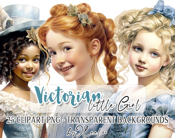 VICTORIAN little girl 25 Png watercolor clipart | Card Making scrapbook junk journal paper craft printable ! vintage ephemera | cl151