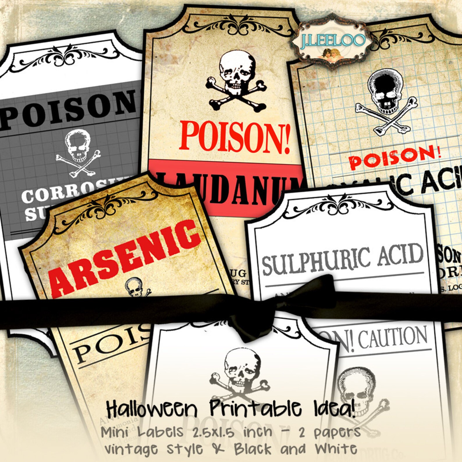 APOTHECARY LABELS Printable Bottle Jar Label Gift Tag Halloween Instant ...