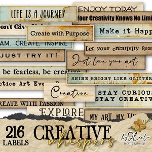Mot imprimable d'étiquette de texte CREATIVE WHISPERS | phrase sale vintage journal éphémère indésirable | Téléchargement instantané de journal de scrapbooking | tl290