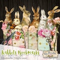 RABBIT BOOKMARK printable bunnies vintage images instant download Digital collage sheet background paper victorian- bm119