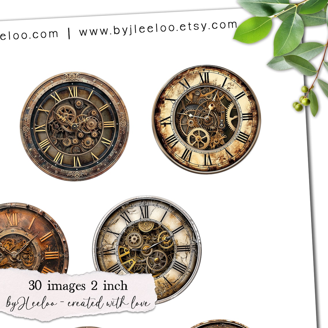 STEAMPUNK CLOCK 2 Inch Printable | Vintage Supplies Round Pendant ...