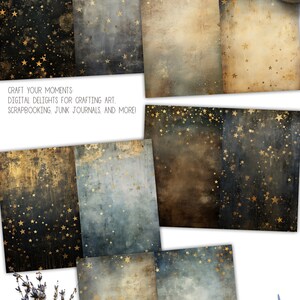 MEDIEVAL NIGHT Half Pages Starry Sky Printable Junk Journal Mixed Media ...