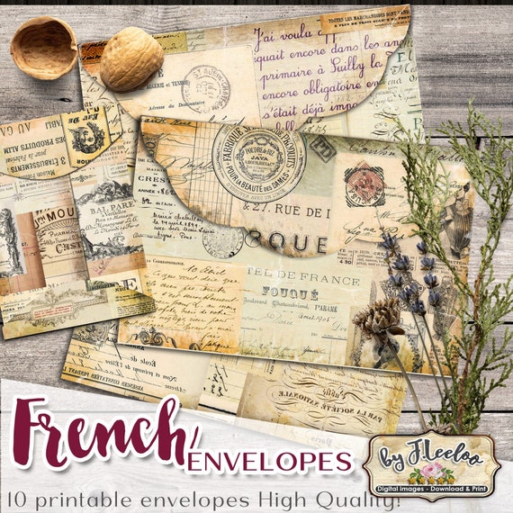 FRENCH EPHEMERA vintage shabby postcard junk journal printable diy printable diary collage sheets pp552