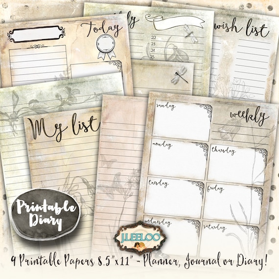 JOURNAL PAGES large 8.5x11 inch scrapbook editable writable week monthly instant download printable diary organizer planner- pp390