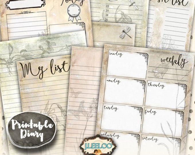 JOURNAL PAGES large 8.5x11 inch scrapbook editable writable week monthly instant download printable diary organizer planner- pp390