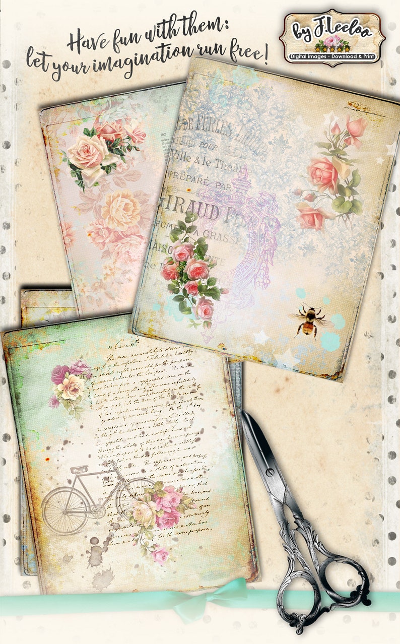 SHABBY CHIC 8 Victorian Papers for Scrapbook Digital Collage Etsy