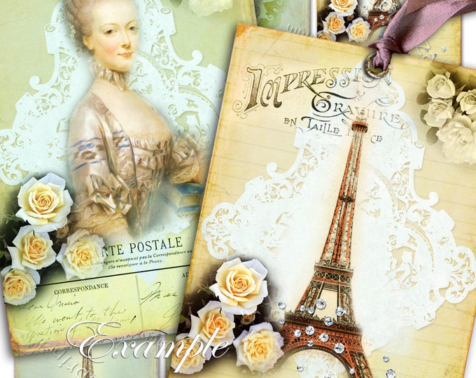 LA FRANCE de MARIE atc aceo size shabby chic digital collage sheet french Antoinette jewelry holder paper craft vintage ephemera ac164