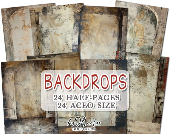 BACKDROPS half pages  printable | junk journal Mixed Media supplies | Distressed grunge dirty paper Photo Overlay collage diary CU | pp767