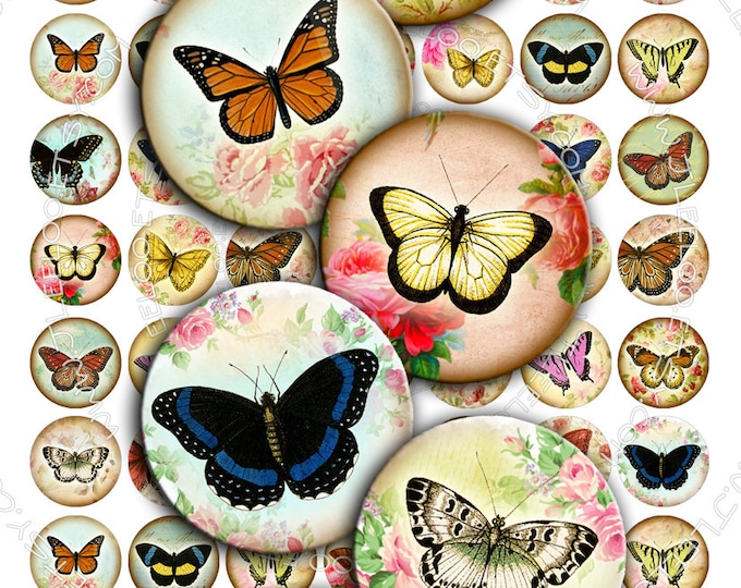 Digital collage sheet  BEATS WING 1 inch circle butterfly for pendant magnet and craft instant download printable download tn104