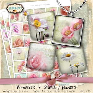 SHABBY Digital Printable 1.5 Inch Square Sheet Digital Images French ...