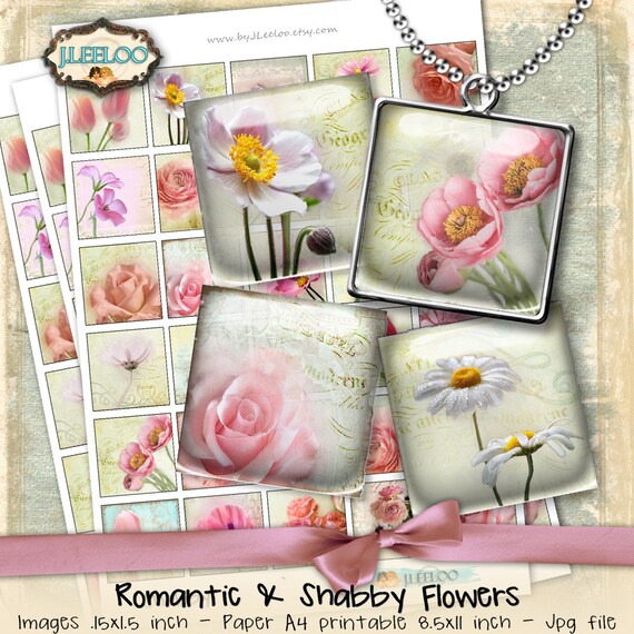 SHABBY Digital Printable 1.5 Inch Square Sheet Digital Images - Etsy