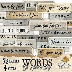 étiquette de texte WORDS to VIVE BY mot imprimable | journal éphémère de style vintage phrase | Téléchargement instantané de journal de scrapbooking grungy | tl298