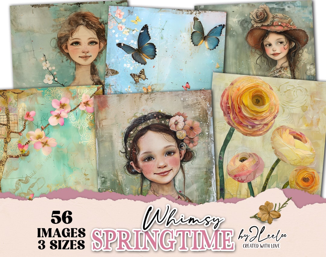 WHIMSY SPRINGTIME Collection 56 Illustration 3 Sizes | Hand-drawn ...