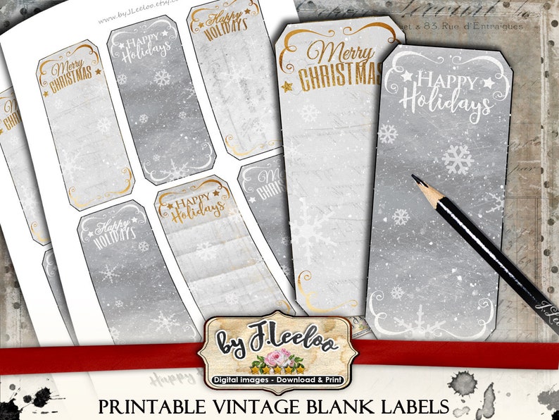 HAPPY HOLIDAYS Gif Cards Tags Labels Writable Printable - Etsy