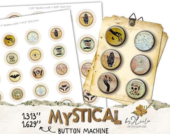 MYSTICAL digital for button machine | 1.629" and 1.313" Circles for 1.25" and 1" Buttons Magnets Glass Cabochons Digital Download CU | tn560
