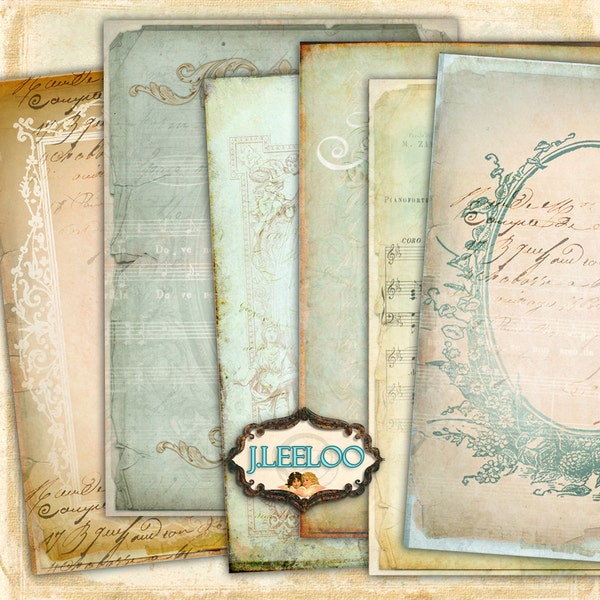 SCENT of VICTORIAN TIME 10 postcard background 5x7 inch Digital collage sheet texture diary scrapbook instant download printable pp284