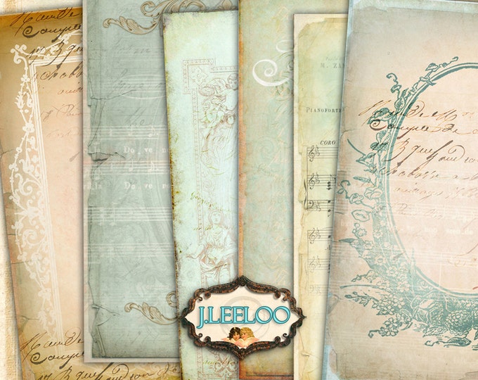 SCENT of VICTORIAN TIME 10 postcard background 5x7 inch Digital collage sheet texture diary scrapbook instant download printable pp284