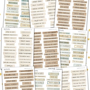 Etiquetas de texto con PEQUEÑAS PALABRAS DE ALEGRÍA / Material efímero vintage para diarios creativos y álbumes de recortes / Descarga instantánea imprimible para manualidades y tarjetas / tl316 imagen 7