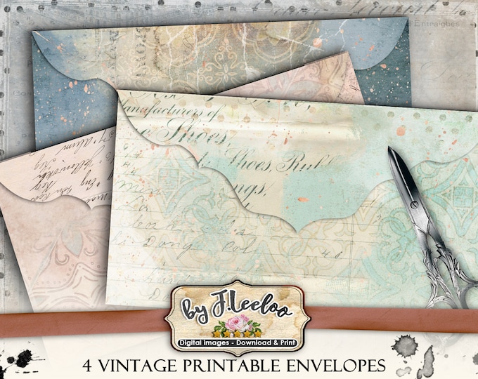 vintage ENVELOPES invitation cards Shabby Digital collage sheet scrapbook hobby diy vintage instant download pp480