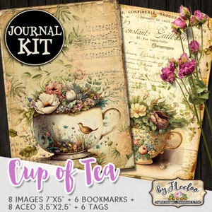BEATRIX POTTER TEACUP Journal Kit / acquerello scrapbook carta diario tag shabby effimeri collage vintage etichette journaling carte pp577