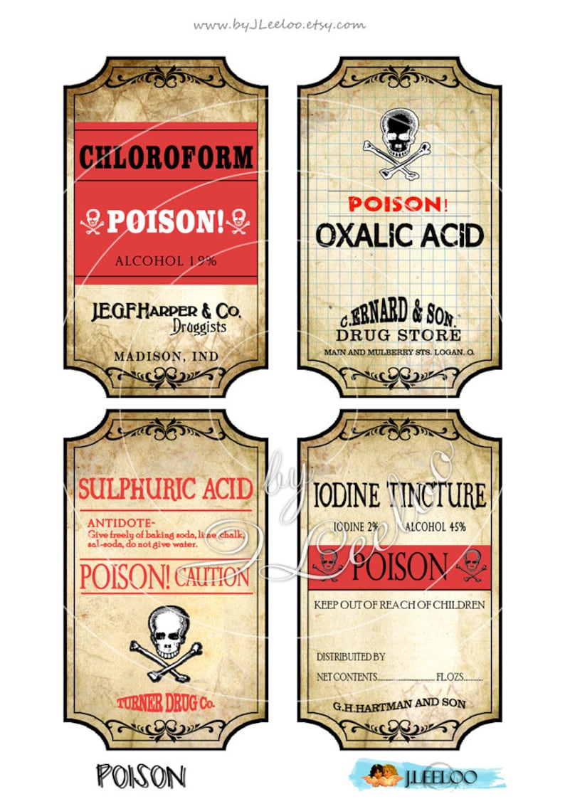 Étiquettes à imprimer POISON étiquette bouteille bocal Etsy