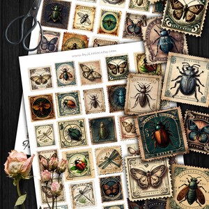 FAKE POSTAGE STAMPS Entomology Supplies Png Printable Vintage Ephemera ...