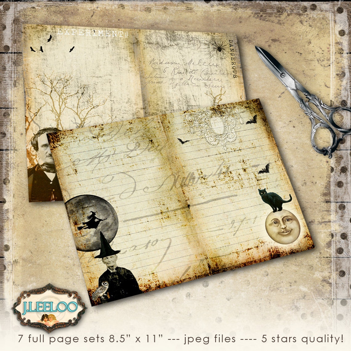 FEARFUL PAPERS Large 8.5x11 Inch Halloween Junk Journal Kit Crafting ...