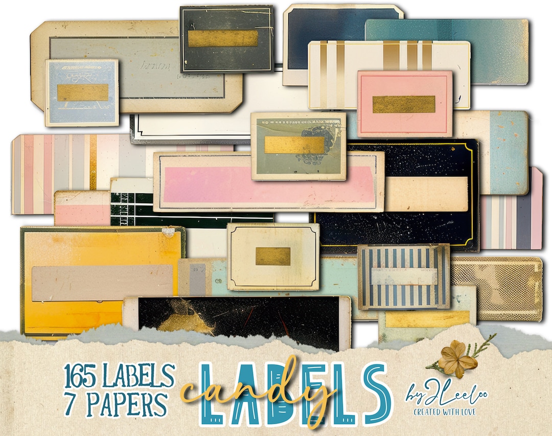 Whimsy Labels CANDY LABELS Distressed Whimsy Printable | Fancy Grungy Tag Ephemera ...