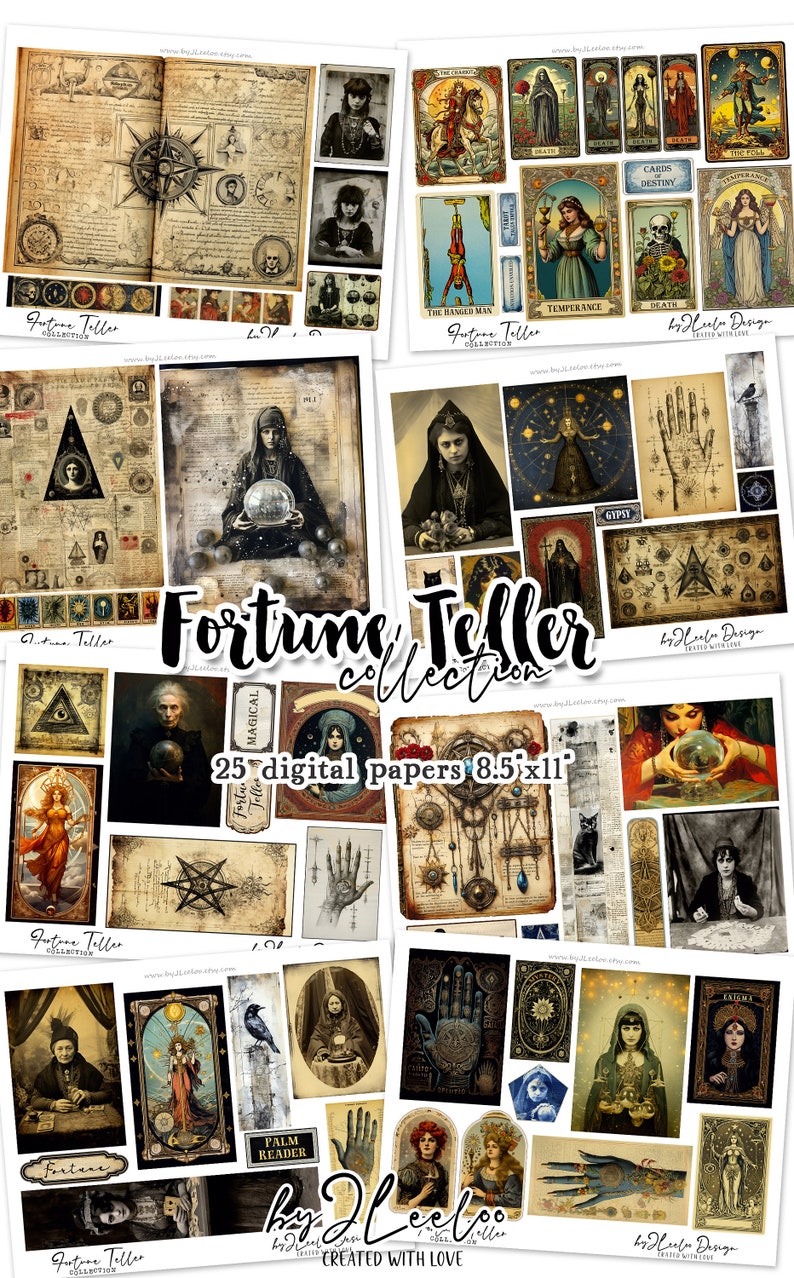 FORTUNE TELLER Collection 235 Images | Tarot Mystic Scrapbook Junk ...