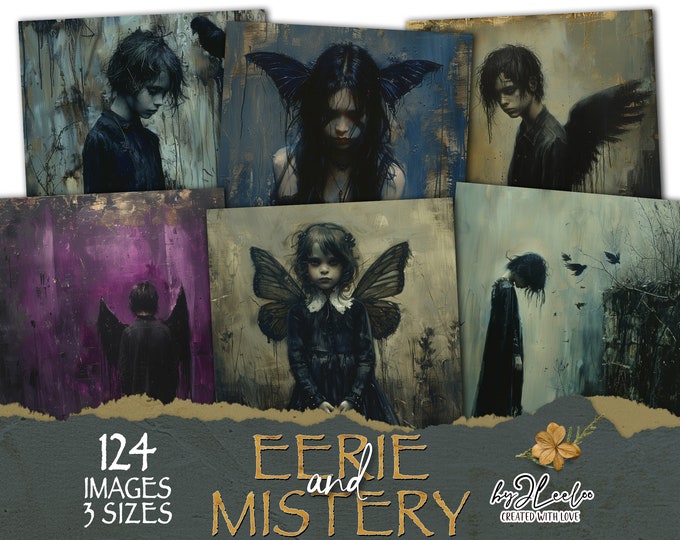 EERIE AND MISTERY 124 gothic 3 Sizes Halloween printable | macabre creepy dark images horror graphic | Junk Journals Digital Art | cp024