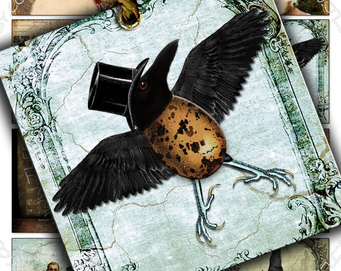 Digital collage sheet SCARED SQUARES 2.5 inch square for spooky scary hang tags jewelry making stickers labels instant printable qu272