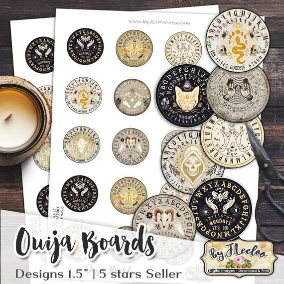 TAVOLA OUIJA 1,5 pollici cerchio sacro occulto strega pendenti stampabile tappi di bottiglia adesivo festa esoterica halloween tn627