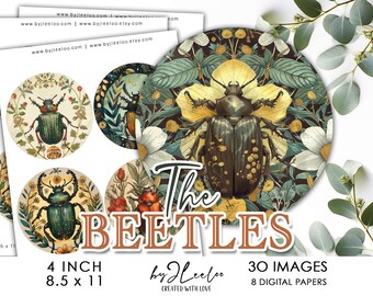 THE BEETLES 4 inch circle printable | round supplies for coaster decoration mirror magnet and craft instant download | Circle Labels | tn788