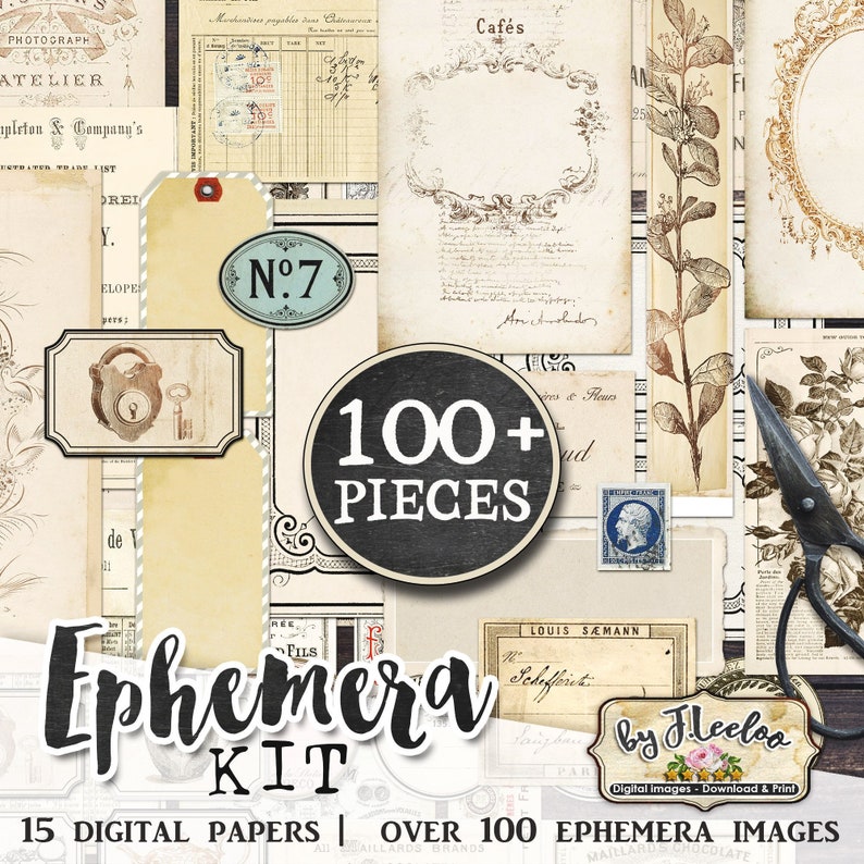 EPHEMERA KIT Scrapbook Paper Junk Journal Digi Kit Digital - Etsy
