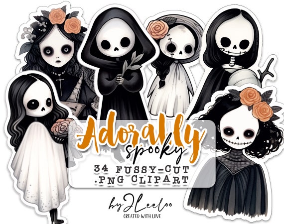 ABORABLY SPOOKY clipart PNG illustrations | Card Making, Scrapbooking, Journaling Supplies, Printable Stickers, Paper Craft Ephemera | pp635