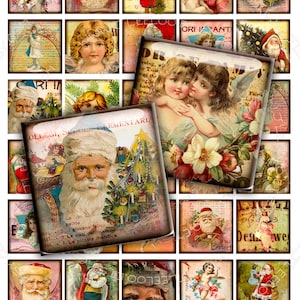 Digital sheet MAGIC NIGHT 1.5 inch square santa merry christmas holidays jewelry pendant magnet instant download printable qu393