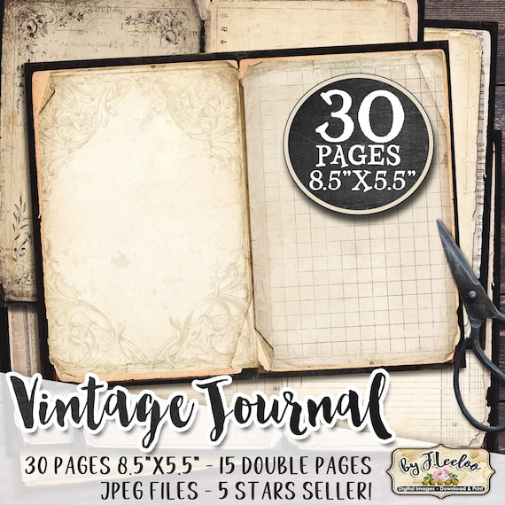 VINTAGE JOURNAL  junk journal starting | crafting background pages | scrapbook instant download printable diary DIY cards | pp593