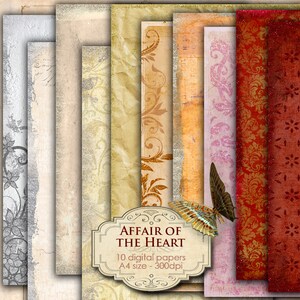 AFFAIR Of The HEART large digital christmas sheet paper a4 size for craft art Digital collage sheets instant download printable pp101