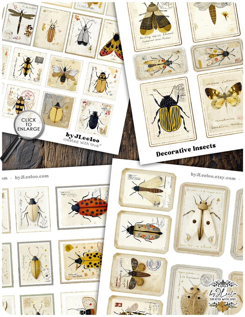 DECORATIVE INSECTS Entomology Printable Labels for Junk Journal ...