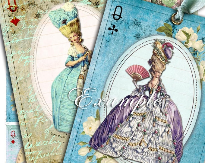 NINE CARDS atc aceo size shabby chic collage sheet greeting card invitation printable french Antoinette jewelry holder paper goods ac182