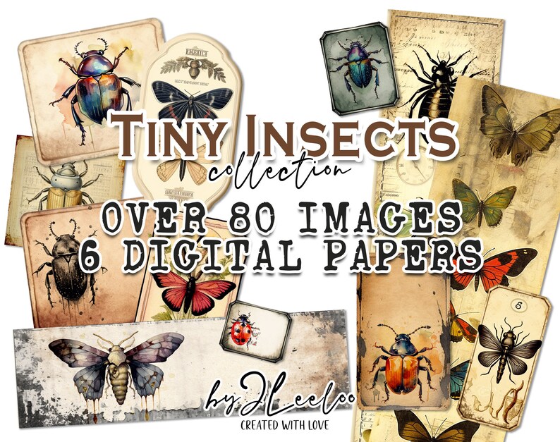 Bug Collection Labels TINY INSECTS Labels Kit Printable Vintage Entomology Butterfly Insect ...
