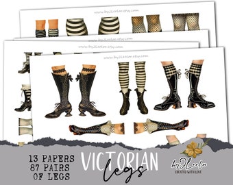 VICTORIAN LEGS fussy-cut ephemera printable | Paper doll Whimsical supplies mixed media junk journal | Bundle dolls elements collage | cl163