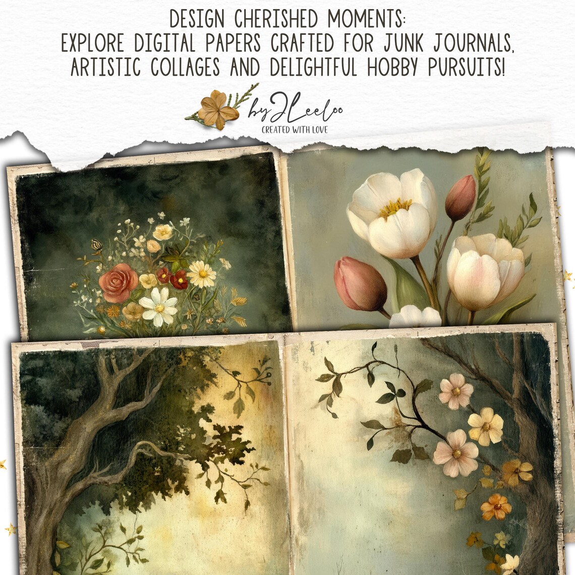 ENCHANTED JOURNAL Junk Journal Pages Printable | Mystical Romantic ...