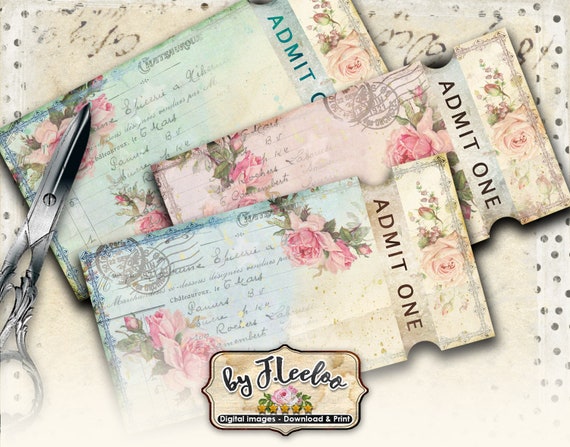 ADMIT ONE french chic victorian images for scrapbook Digital collage sheet Paris vintage for scrapbook instant download printable pp452