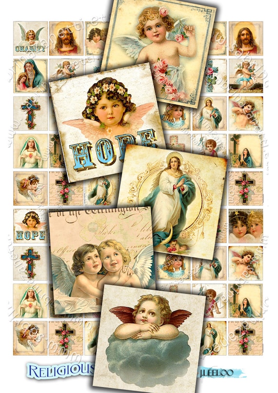Digital printable RELIGIOUS 1 inch square angel merry christmas holidays jewellery pendant clipart instant download collage paper qu195