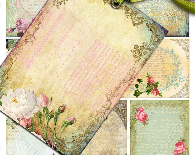 SWEET NOSTALGIA printable vintage greeting writable gift atc background Digital collage sheet wedding card background ac215